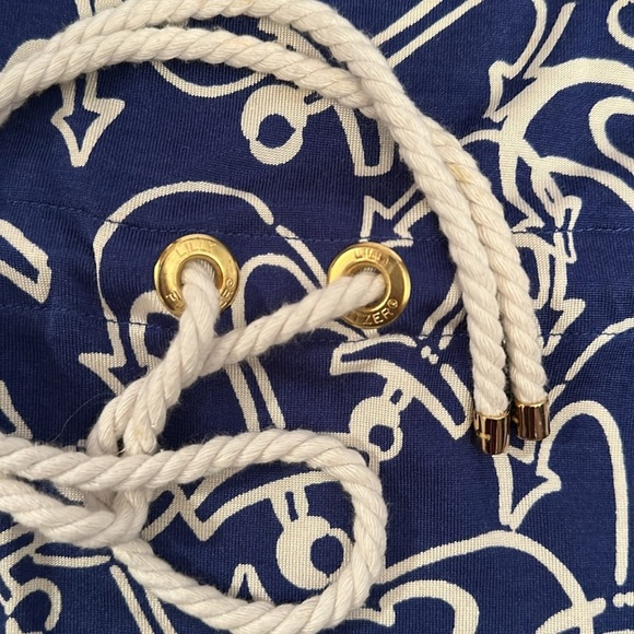 Lilly Pulitzer Blue and Cream Raquel Anchors Away Silk Blend Women Dress Size M - Picture 10 of 13